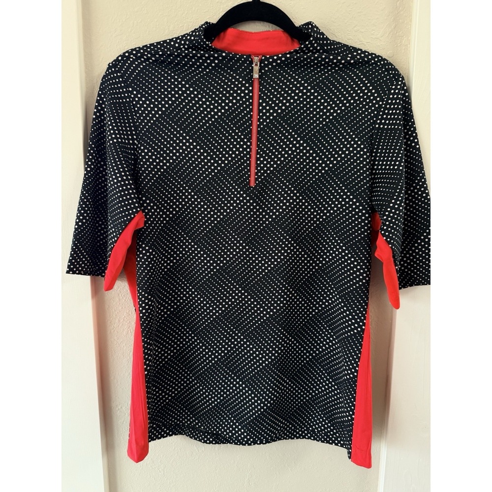 Tail Women's Black/Red Print Activewear Pullover Stretch Top Sz M